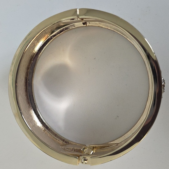 Vintage Gold and Ivory Clamper Hinge Bangle Bracelet with Anchor - Picture 4 of 12